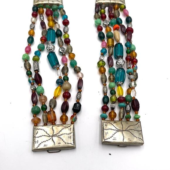 Western Vintage handmade belt glass beads tribal aztec style main image 4